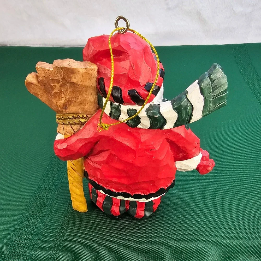 Whimsical Snowman‎ with Broom Christmas Holiday Ornament Figurine Decor